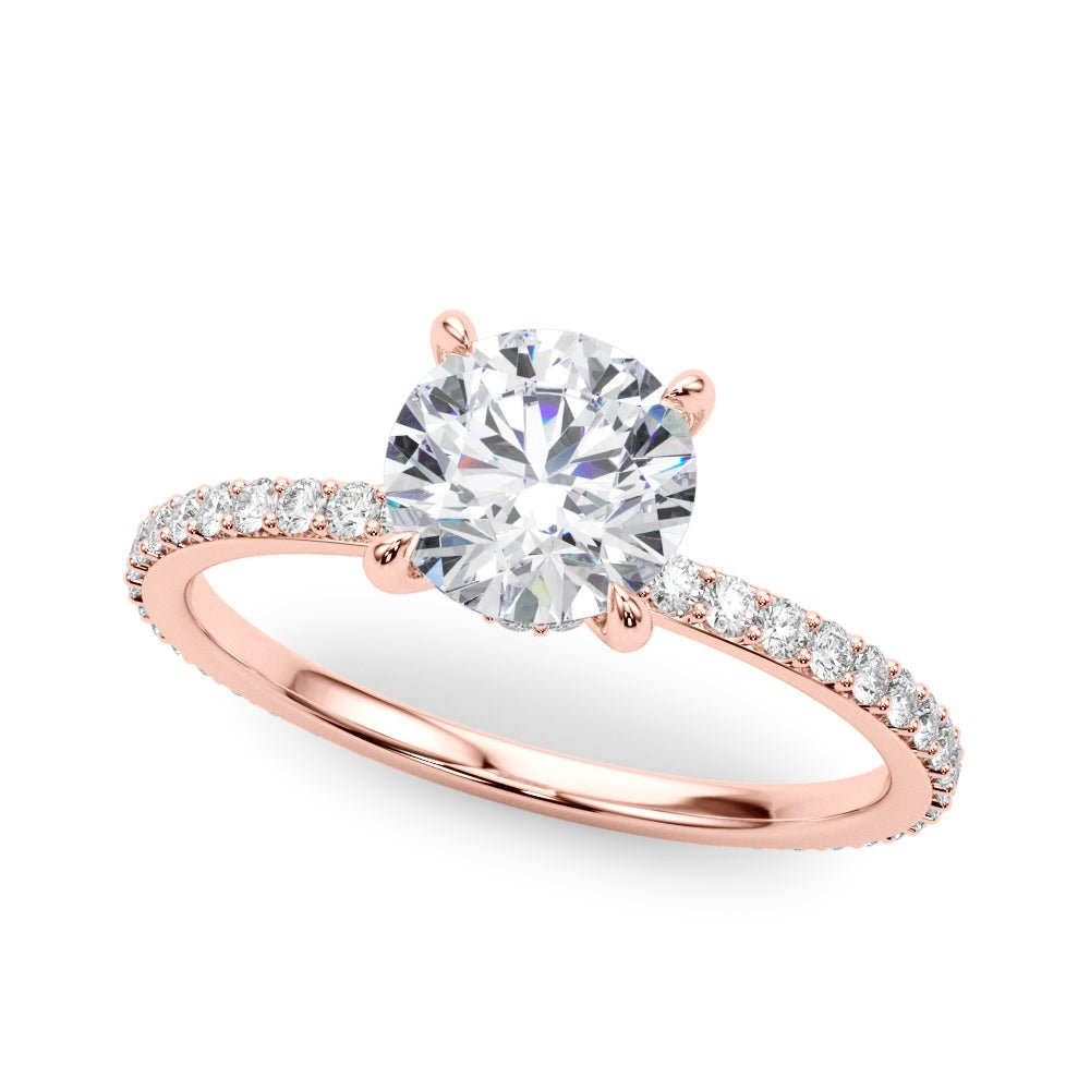 LUX-85292 Round Brilliant Pave Engagement Ring With a Diamond Collar Luxury Diamonds