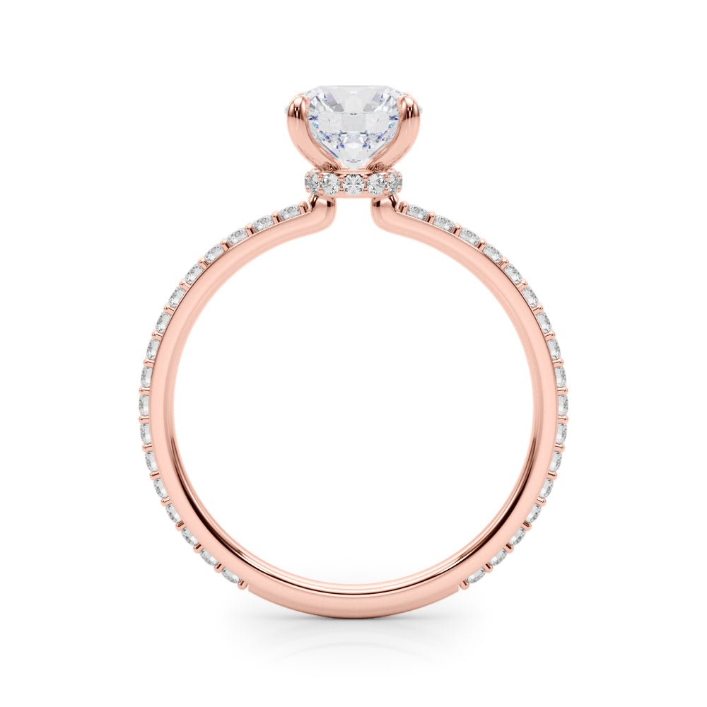 LUX-85292 Round Brilliant Pave Engagement Ring With a Diamond Collar Luxury Diamonds