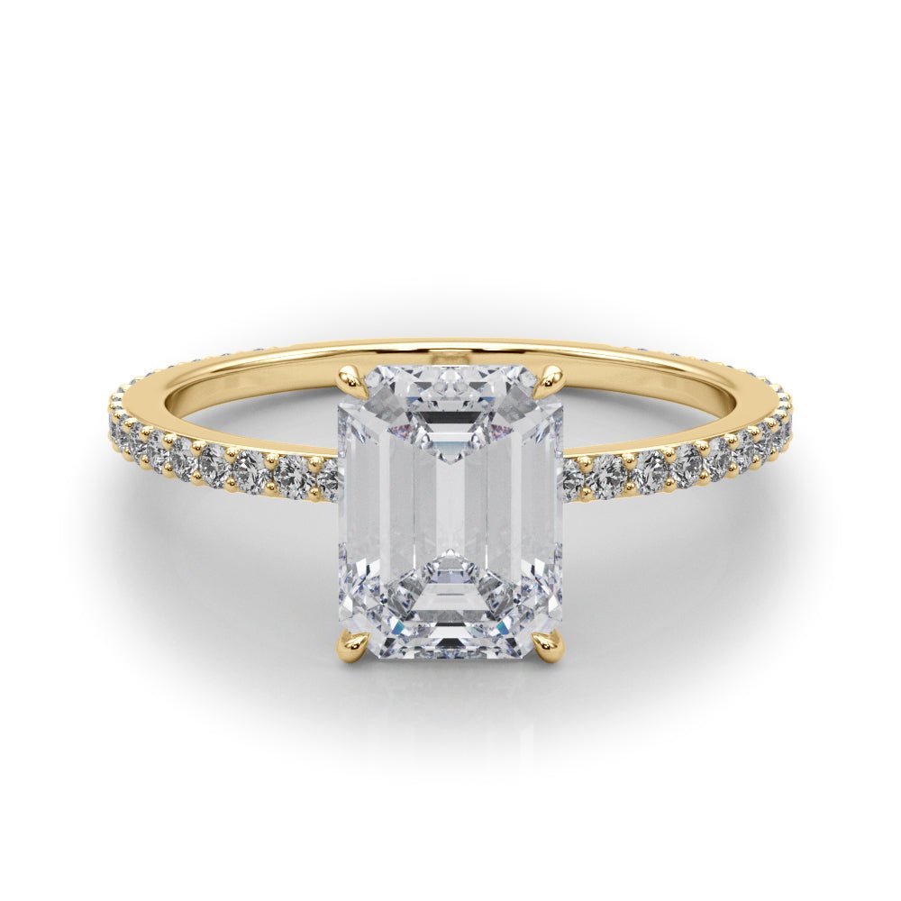 LUX-85294 Emerald Cut Pave Engagement Ring With a Diamond Collar Luxury Diamonds