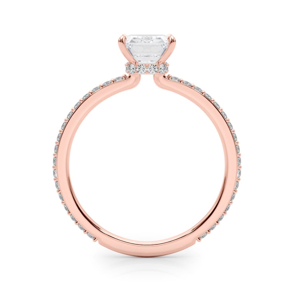 LUX-85294 Emerald Cut Pave Engagement Ring With a Diamond Collar Luxury Diamonds