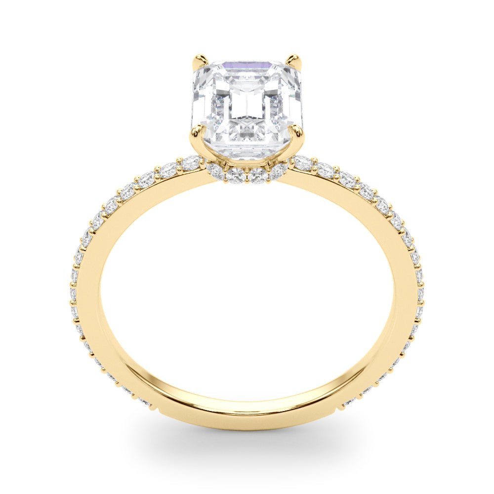 LUX-85294 Emerald Cut Pave Engagement Ring With a Diamond Collar Luxury Diamonds