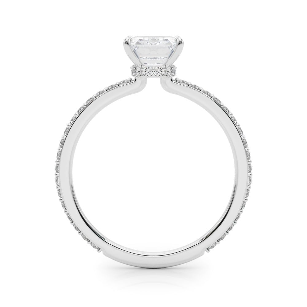 LUX-85294 Emerald Cut Pave Engagement Ring With a Diamond Collar Luxury Diamonds