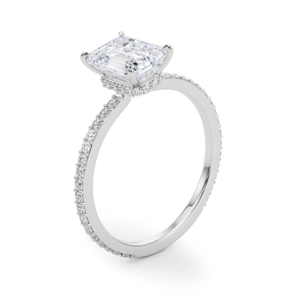 LUX-85294 Emerald Cut Pave Engagement Ring With a Diamond Collar Luxury Diamonds