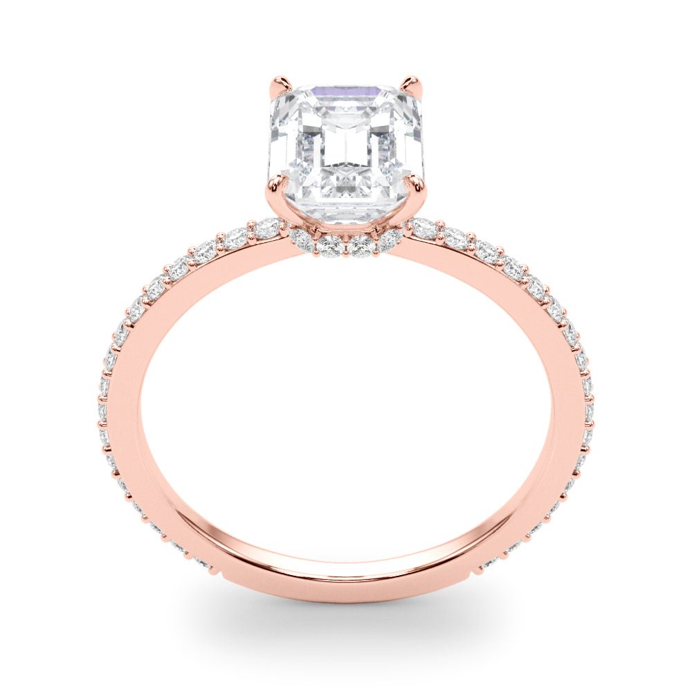 LUX-85294 Emerald Cut Pave Engagement Ring With a Diamond Collar Luxury Diamonds