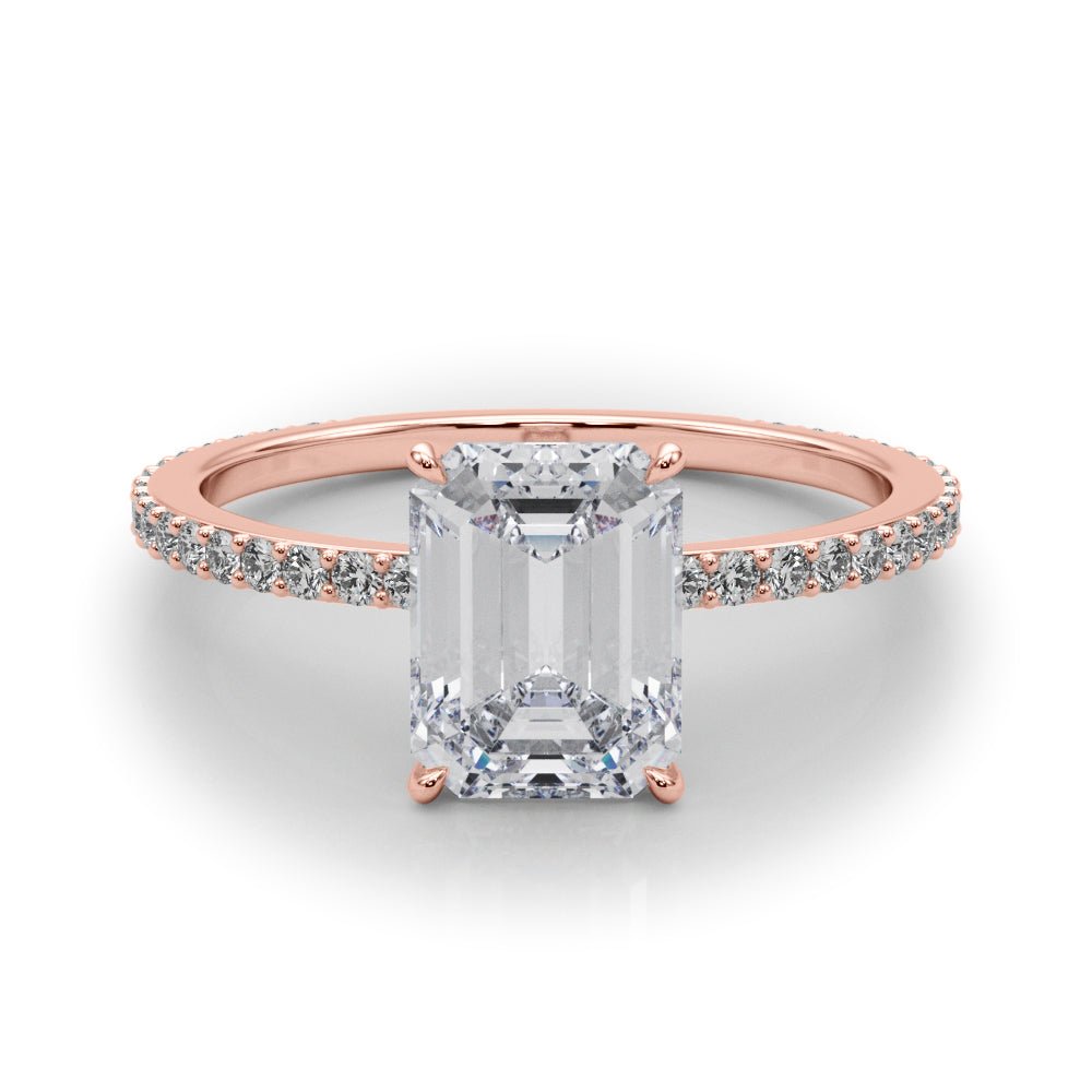 LUX-85294 Emerald Cut Pave Engagement Ring With a Diamond Collar Luxury Diamonds