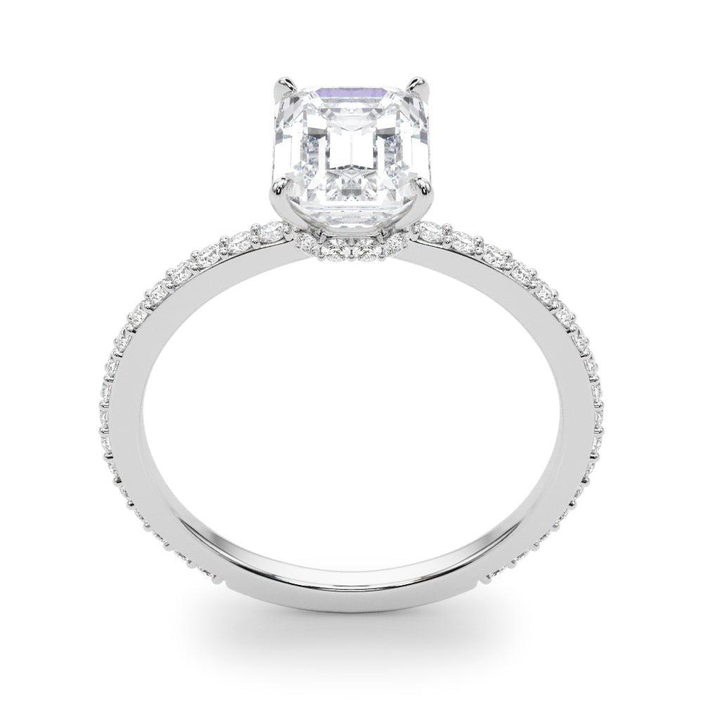 LUX-85294 Emerald Cut Pave Engagement Ring With a Diamond Collar Luxury Diamonds