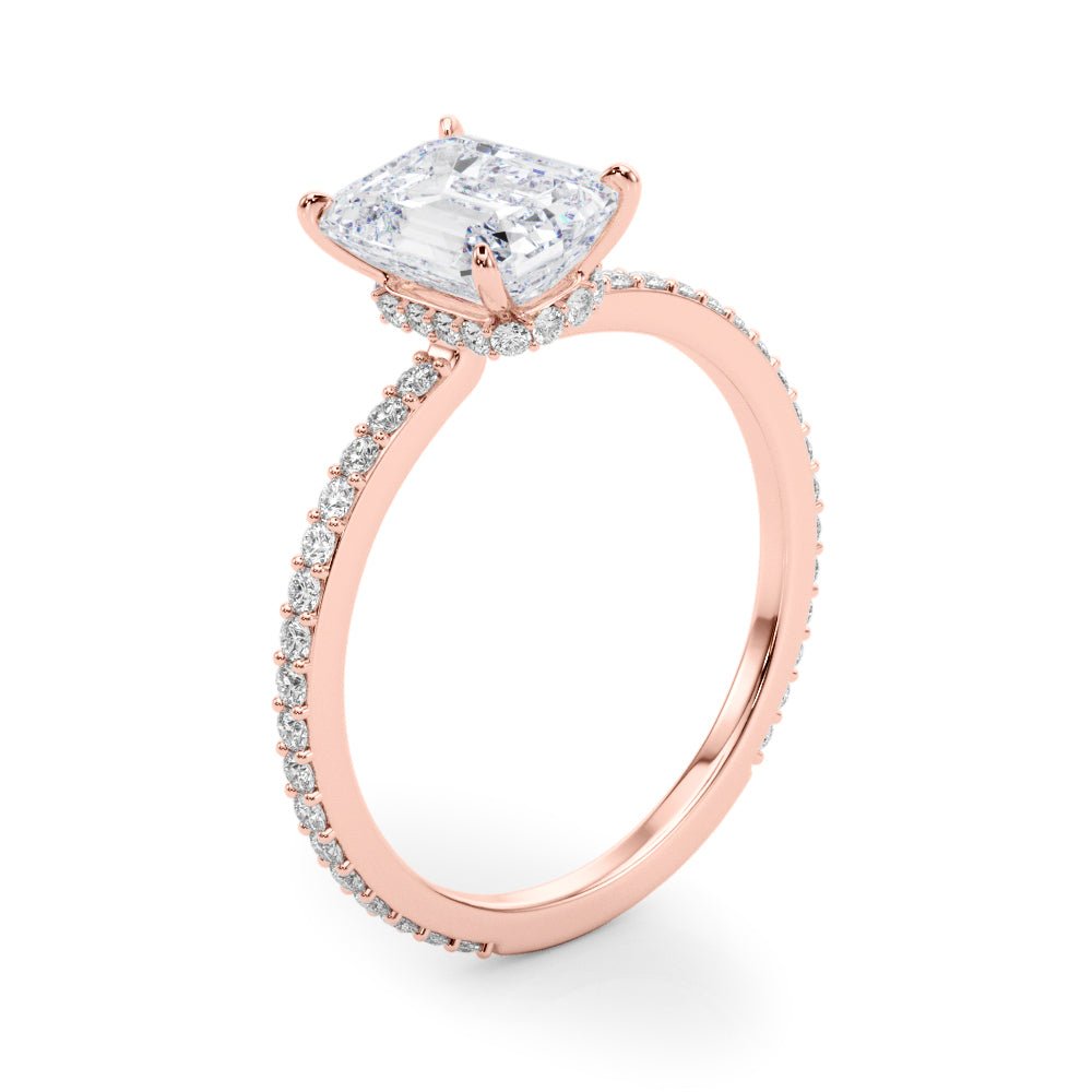 LUX-85294 Emerald Cut Pave Engagement Ring With a Diamond Collar Luxury Diamonds