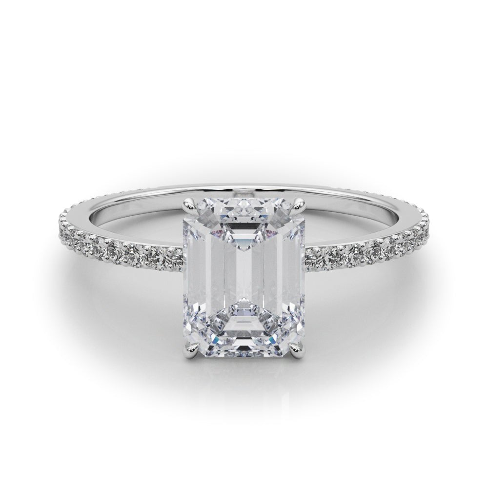 LUX-85294 Emerald Cut Pave Engagement Ring With a Diamond Collar Luxury Diamonds