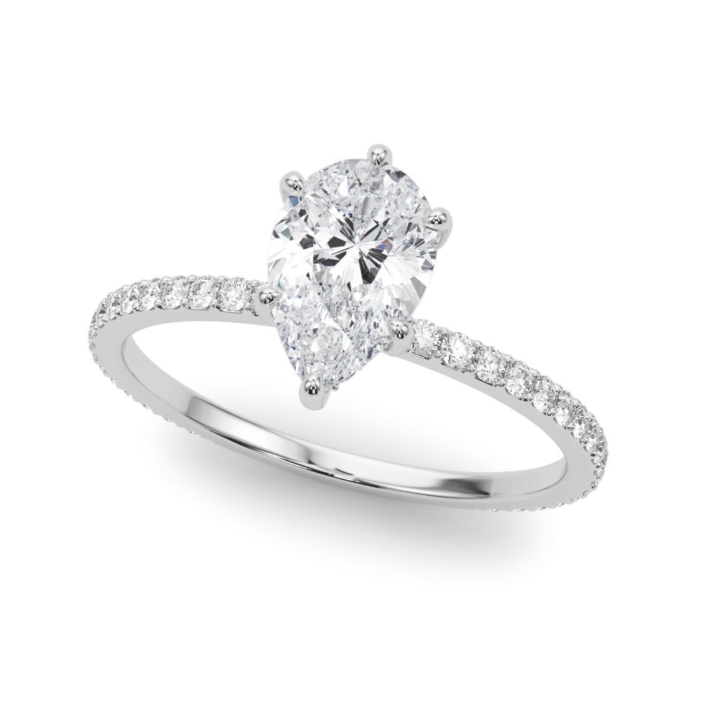 LUX-85296 Pear Shape Pave Engagement Ring With a Diamond Collar Luxury Diamonds