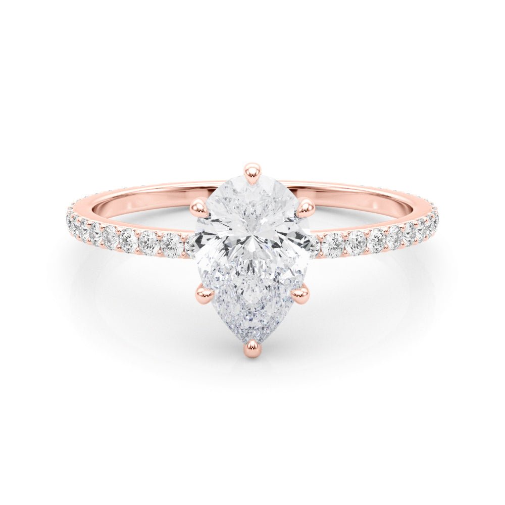 LUX-85296 Pear Shape Pave Engagement Ring With a Diamond Collar Luxury Diamonds