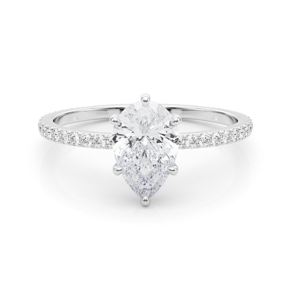 LUX-85296 Pear Shape Pave Engagement Ring With a Diamond Collar Luxury Diamonds
