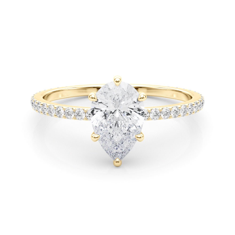 LUX-85296 Pear Shape Pave Engagement Ring With a Diamond Collar Luxury Diamonds