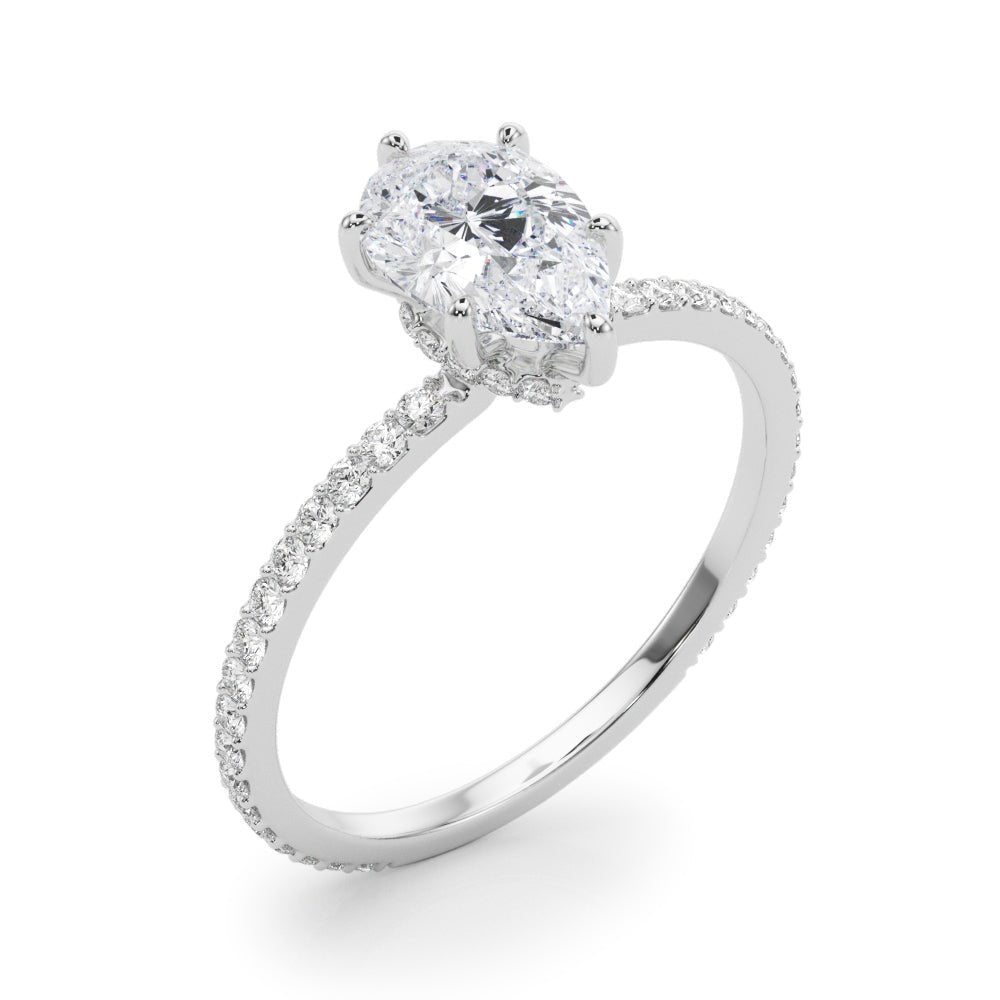 LUX-85296 Pear Shape Pave Engagement Ring With a Diamond Collar Luxury Diamonds