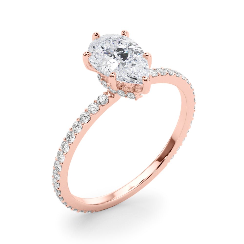 LUX-85296 Pear Shape Pave Engagement Ring With a Diamond Collar Luxury Diamonds