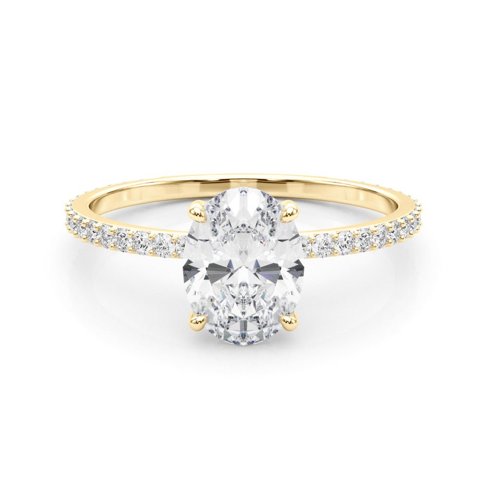 LUX-85297 Oval Cut Pave Engagement Ring With a Diamond Collar Luxury Diamonds