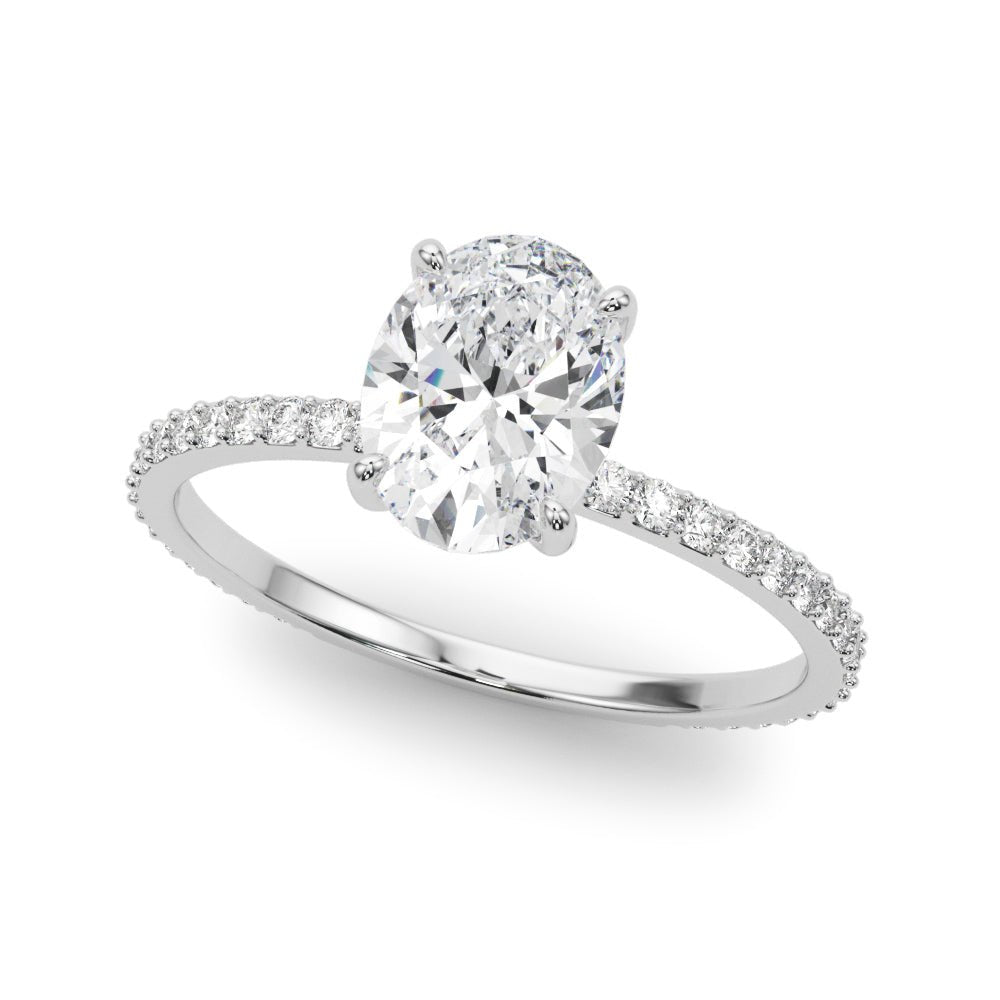 LUX-85297 Oval Cut Pave Engagement Ring With a Diamond Collar Luxury Diamonds