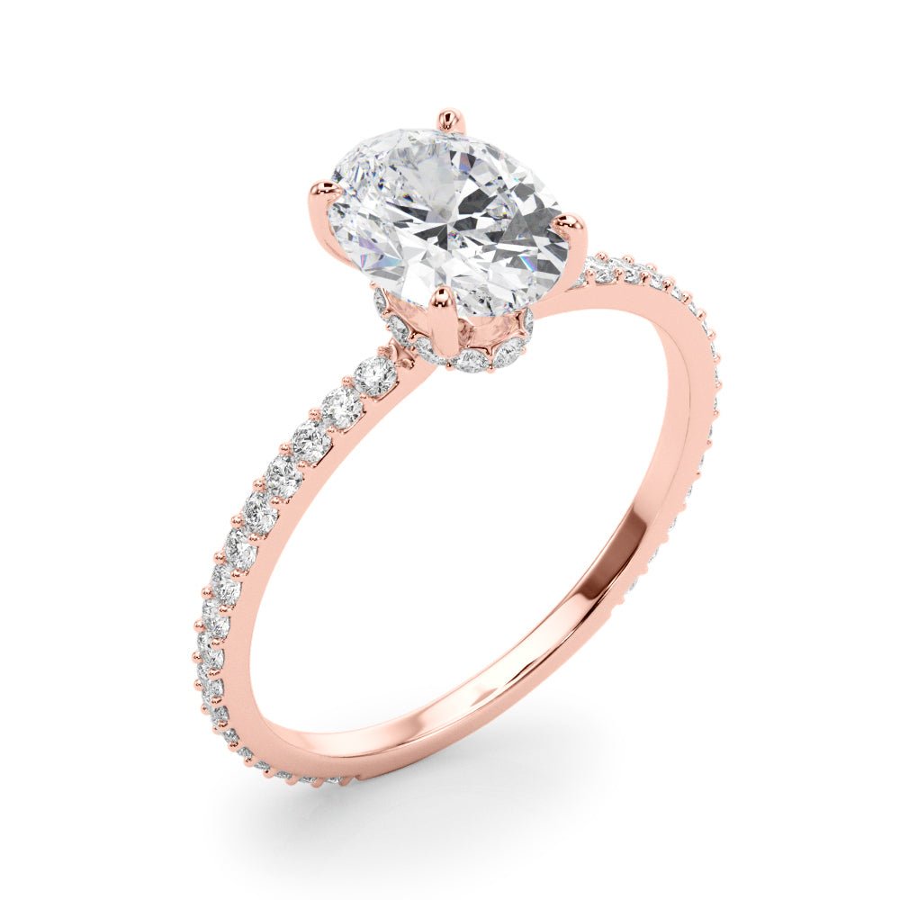 LUX-85297 Oval Cut Pave Engagement Ring With a Diamond Collar Luxury Diamonds