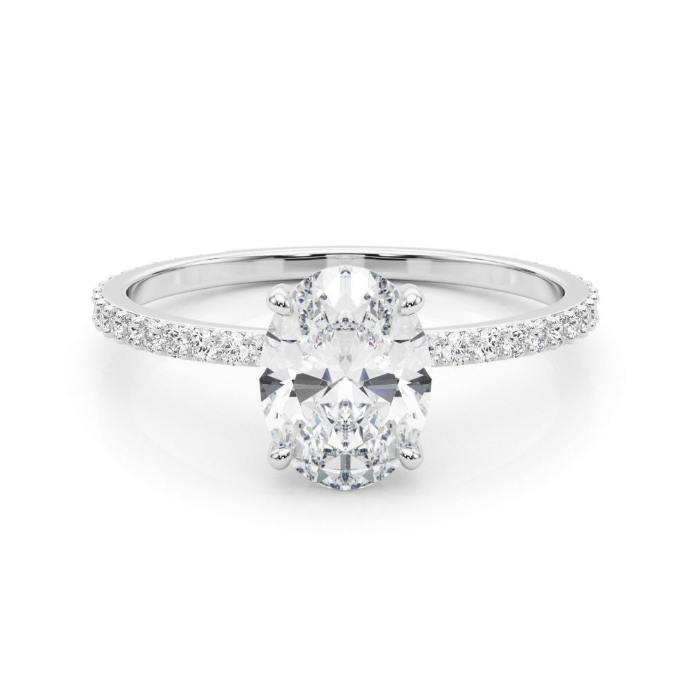 LUX-85297 Oval Cut Pave Engagement Ring With a Diamond Collar Luxury Diamonds